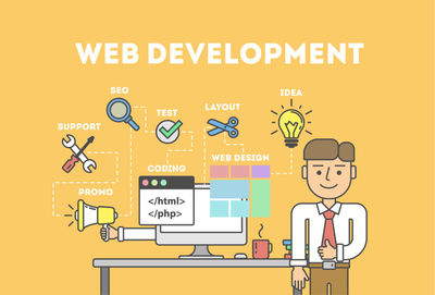 抽象矢量現(xiàn)代網頁開發(fā)主題的插圖設計